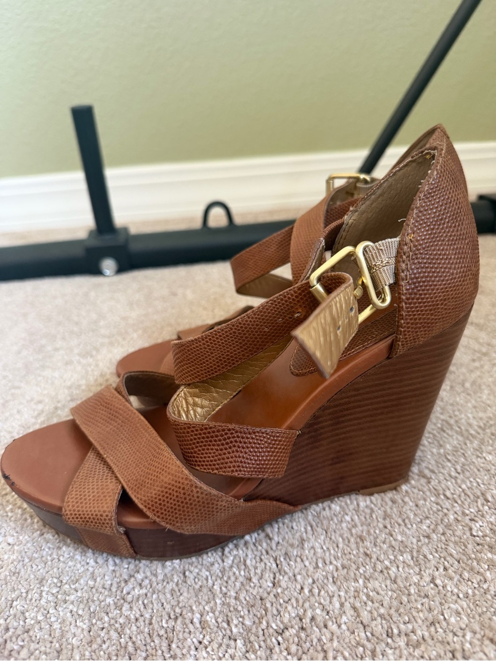 Banana Republic Tan Brown Wedge Sandals with Ankle Strap